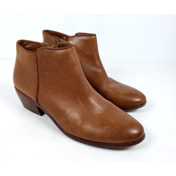 Sam Edelman Petty Womens Size 8.5 Brown Leather Side Zip Ankle Bootie Shoes - Picture 1 of 12